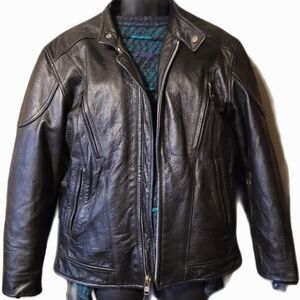 Vintage Wilsons Leather Black Moto Biker Jacket Removable Lining